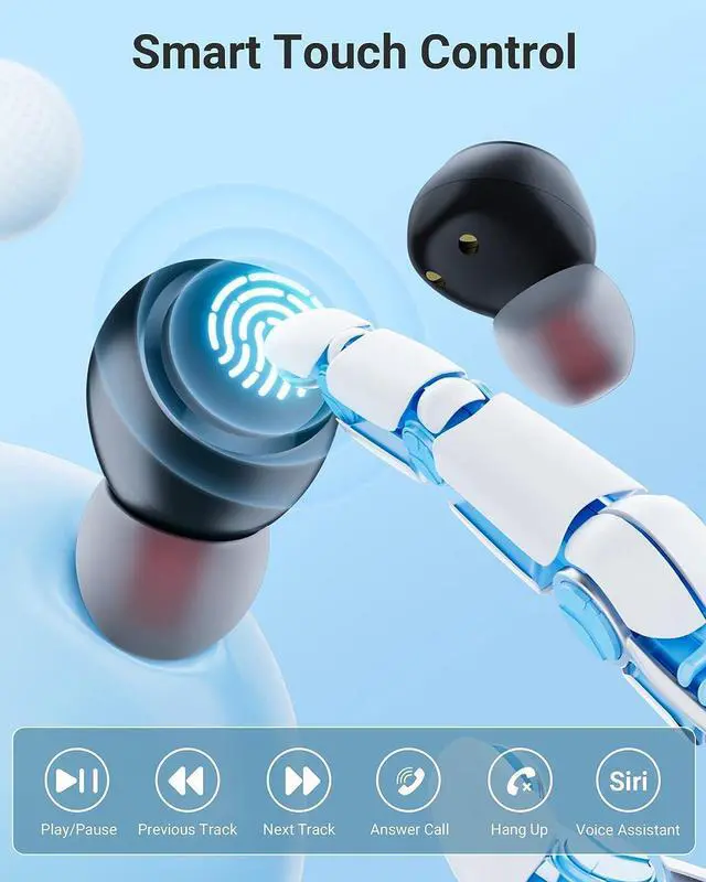 Alt view image 4 of 6 - True Wireless Earbuds, Mini Ear Buds Bluetooth 5.3 Headphones IPX7 Waterproof Bluetooth Headset Light-Weight Earphones with Microphone & Charging Case Digital Display for TV Phone PC Laptop Workout