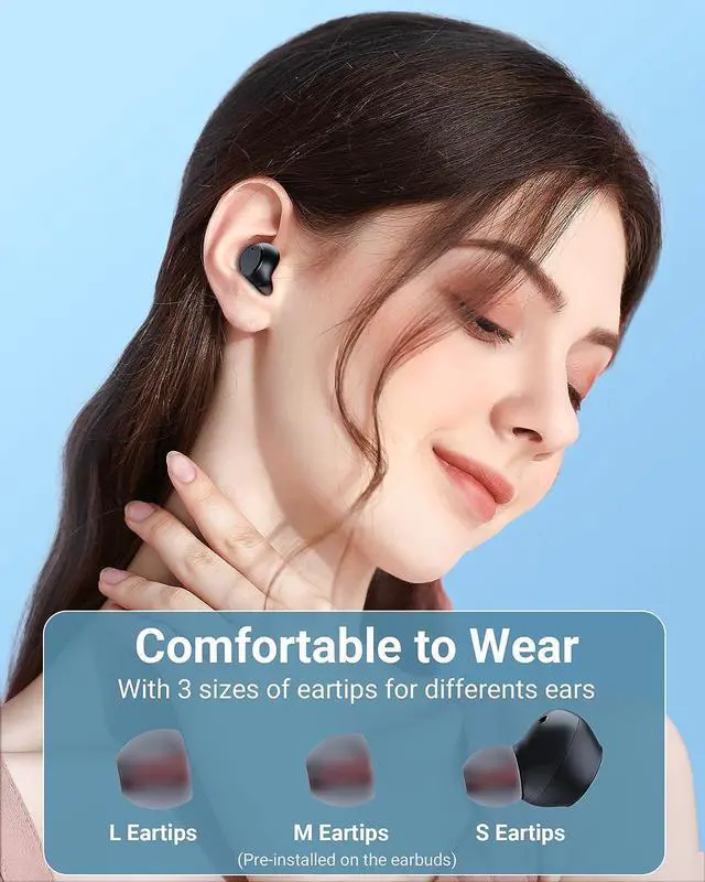 Alt view image 3 of 6 - True Wireless Earbuds, Mini Ear Buds Bluetooth 5.3 Headphones IPX7 Waterproof Bluetooth Headset Light-Weight Earphones with Microphone & Charging Case Digital Display for TV Phone PC Laptop Workout