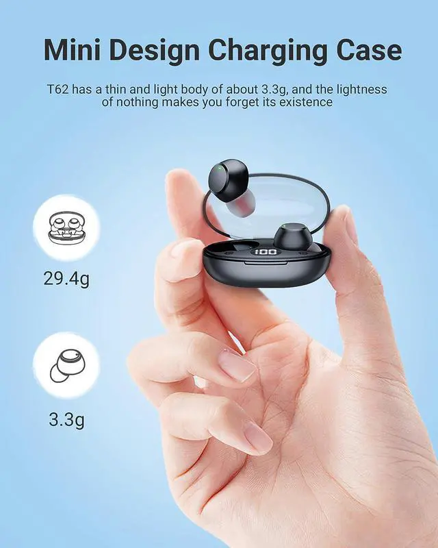 Alt view image 5 of 6 - True Wireless Earbuds, Mini Ear Buds Bluetooth 5.3 Headphones IPX7 Waterproof Bluetooth Headset Light-Weight Earphones with Microphone & Charging Case Digital Display for TV Phone PC Laptop Workout