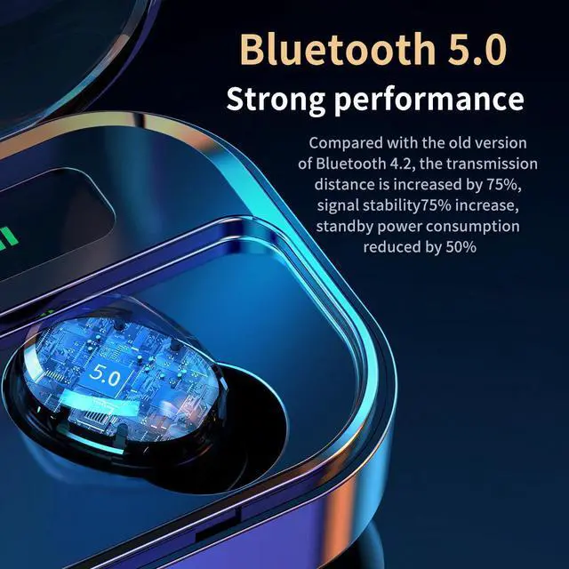 Alt view image 3 of 7 - TWS Bluetooth 5.0 Earphones M7S Wireless Headphones Stereo Gaming Headset Mini Earbuds 1500mah charging Box Black