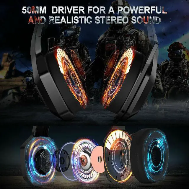 Alt view image 5 of 7 - 3.5mm K10 Gaming Headset RGB LED Headphones With Mic for PC Laptop PS4 Slim Pro Xbox One