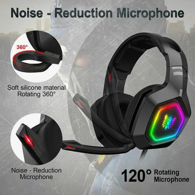 Alt view image 4 of 7 - 3.5mm K10 Gaming Headset RGB LED Headphones With Mic for PC Laptop PS4 Slim Pro Xbox One