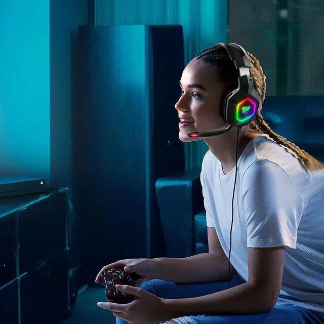 Alt view image 3 of 7 - 3.5mm K10 Gaming Headset RGB LED Headphones With Mic for PC Laptop PS4 Slim Pro Xbox One