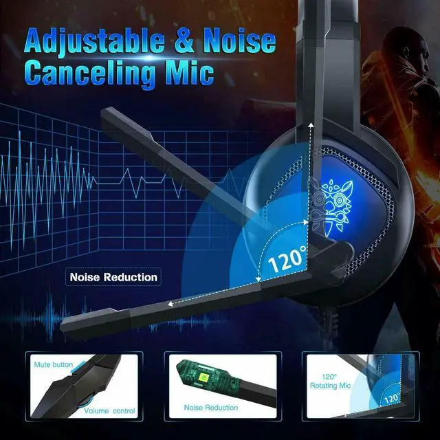 Alt view image 2 of 7 - 3.5mm K19 Gaming Headset LED WIth MIC Headphones for PC Laptop PS4 Slim Xbox One X S