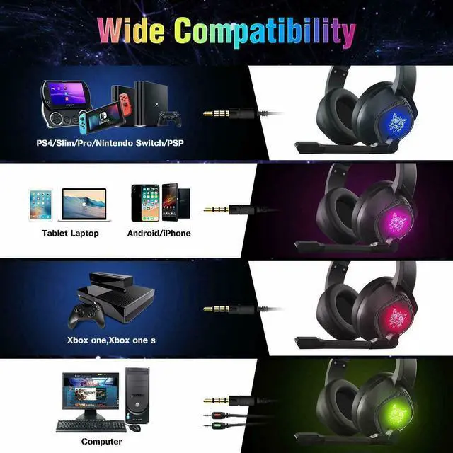 Alt view image 6 of 7 - 3.5mm K19 Gaming Headset LED WIth MIC Headphones for PC Laptop PS4 Slim Xbox One X S