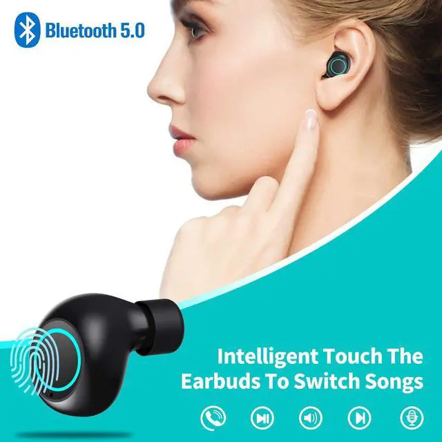 Alt view image 2 of 7 - Wireless Headphones Bluetooth 5.0 Wireless Earbuds with Mic Long Playtime True Wireless Earphones for Running Stereo Calls Low Latency Instant Pairing IP65 Waterproof Noise Cancelling