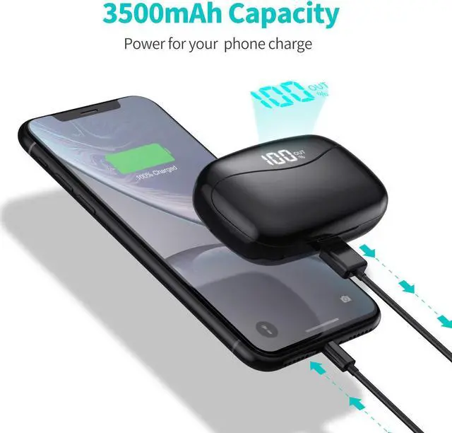 Alt view image 3 of 7 - Wireless Headphones Bluetooth 5.0 Wireless Earbuds with Mic Long Playtime True Wireless Earphones for Running Stereo Calls Low Latency Instant Pairing IP65 Waterproof Noise Cancelling