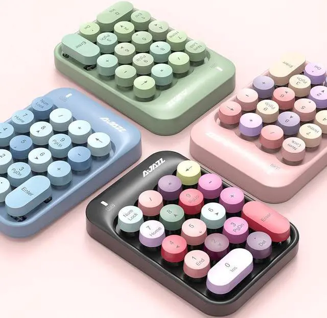 Alt view image 3 of 7 - 2.4GHz Wireless Numeric Keypad Numpad Number 18 keys Pad Laptop Desktop PC Chocolate Keycap PBT Keyboard Mini Wireless Keyboard for Finance Supermarket Mall Cashier