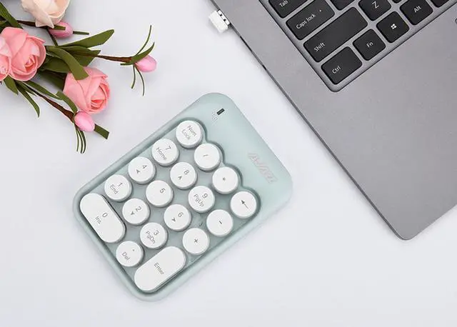 Alt view image 6 of 7 - 2.4GHz Wireless Numeric Keypad Numpad Number 18 keys Pad Laptop Desktop PC Chocolate Keycap PBT Keyboard Mini Wireless Keyboard for Finance Supermarket Mall Cashier