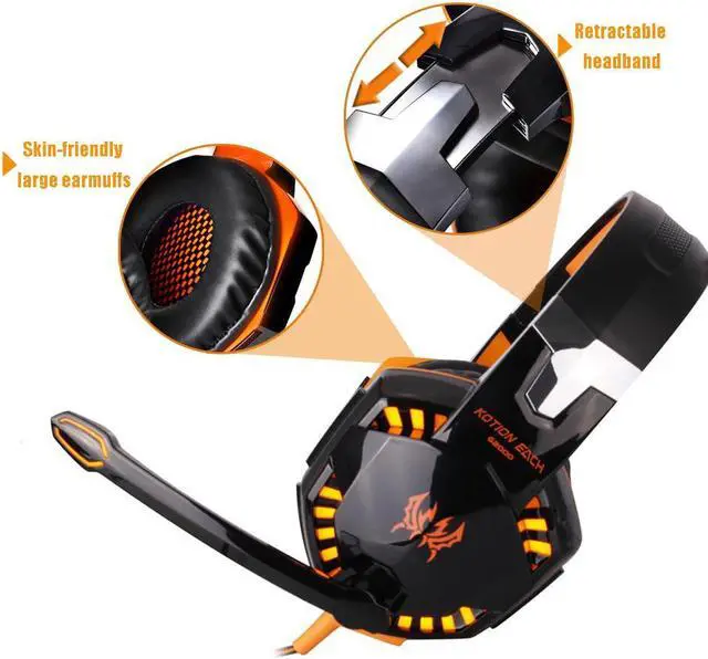 Alt view image 3 of 7 - Headset Over-ear Wired Game Earphones Gaming Headphones Deep Bass Stereo Casque with Microphone for PS4 New Xbox PC Laptop Gamer