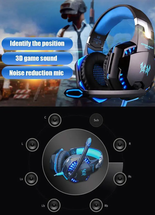 Alt view image 6 of 7 - Headset Over-ear Wired Game Earphones Gaming Headphones Deep Bass Stereo Casque with Microphone for PS4 New Xbox PC Laptop Gamer