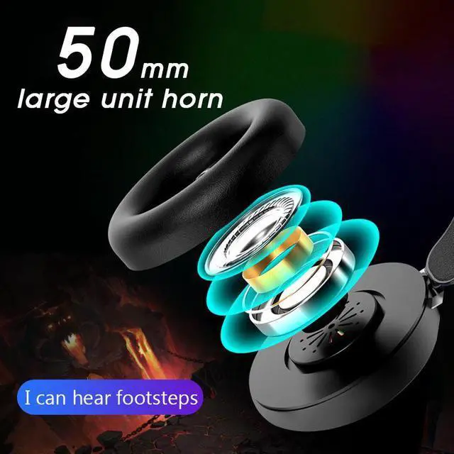 Alt view image 4 of 6 - Gaming Headset Earphone Wired Gamer Headphone 7.1 Surround Stereo Sound Headsets with Mic LED light for PC Gamer (USB Plug)