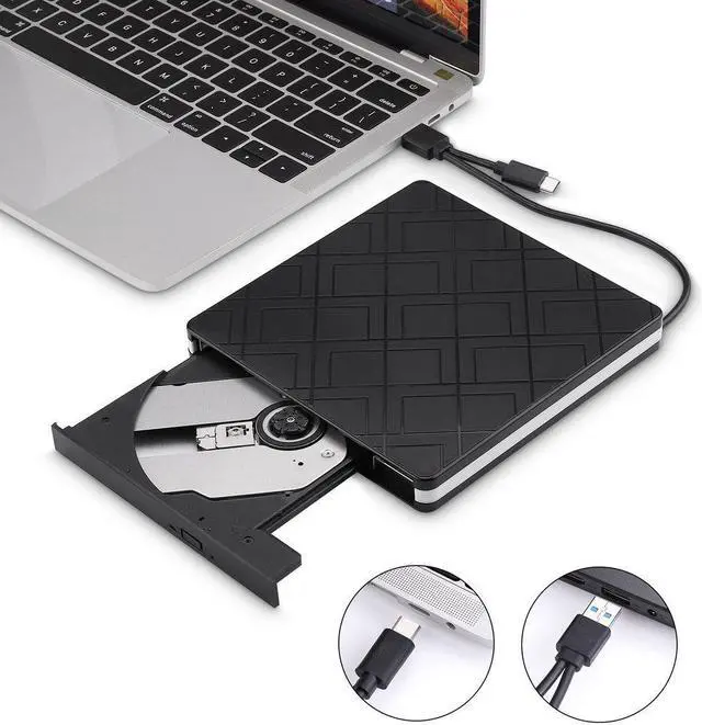 Alt view image 6 of 6 - TypeC+USB3.0 Desktop Computer External Optical Drive Laptop PC External DVD Burner Dual Drive-free Plug and Play Read Writer Burner