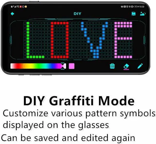 Alt view image 5 of 7 - NEW Customizable RGB Bluetooth LED Glasses APP Control Shield Flash Led Light Luminous Party Glasses for Christmas Grand Even Party 700mAh DIY Pattern LED Glasses