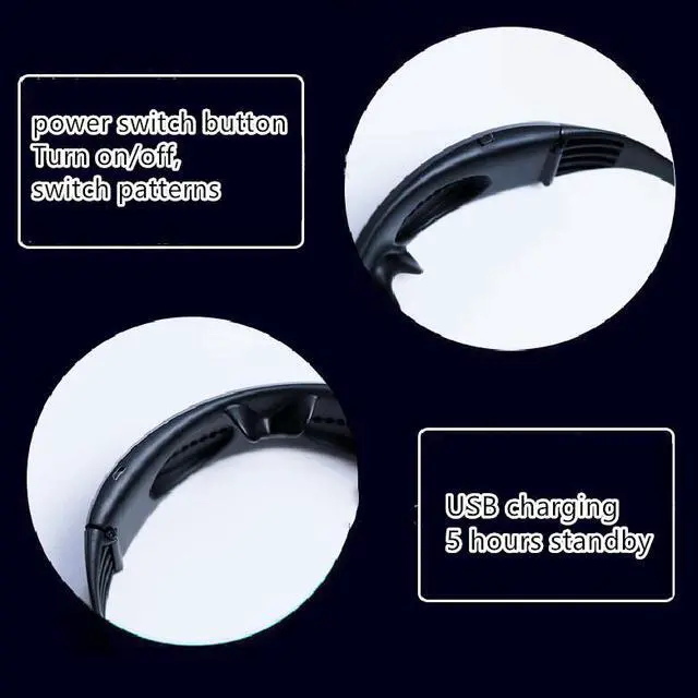 Alt view image 6 of 7 - NEW Customizable RGB Bluetooth LED Glasses APP Control Shield Flash Led Light Luminous Party Glasses for Christmas Grand Even Party 700mAh DIY Pattern LED Glasses