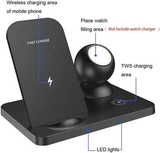 Alt view image 6 of 7 - 3 in 1 Wireless Charger for Apple Watch 6 5 4 3 2 AirPods Pro 15W Qi Fast Wireless Charging Dock Station For iPhone 12 11 XS XR X 8 8iop