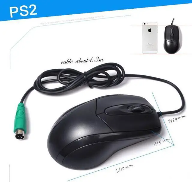 Alt view image 5 of 6 - PS/2 Plug Classic Wired Mouse 1200 DPI Adjustable Ergonomic Design Mice For Office And Game