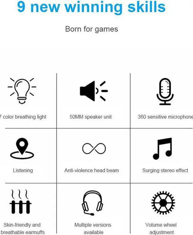 Alt view image 7 of 7 - USB Gaming Headset Wired Headphones 7 LED Illumination Stereo 7.1 Sound Bass Surround PC Notebook With Microphone