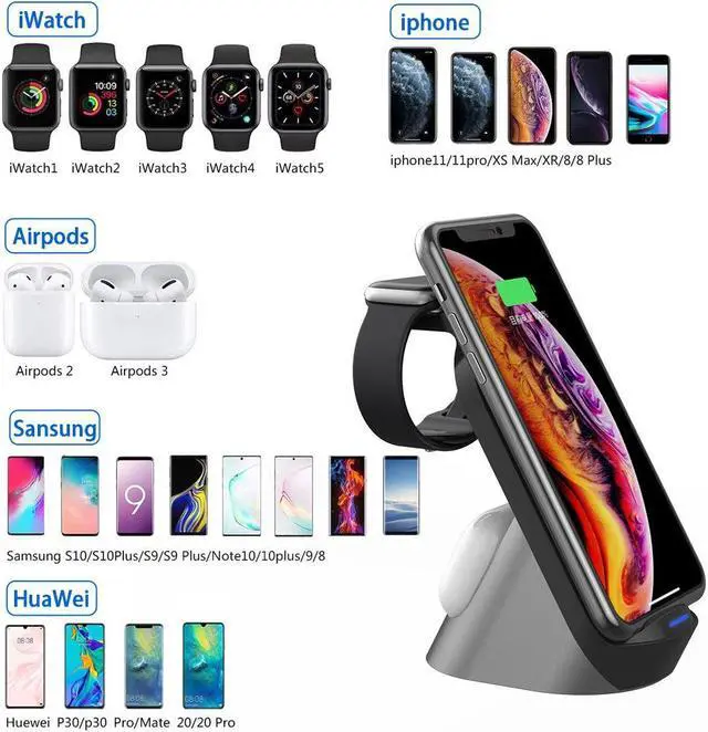 Alt view image 3 of 7 - 3-In-1 15W Fast Charging Dock Chargers Desktop Wireless Charger Stand For IPhone Airpods Iwatch Pro Accessories For Mobile Phone