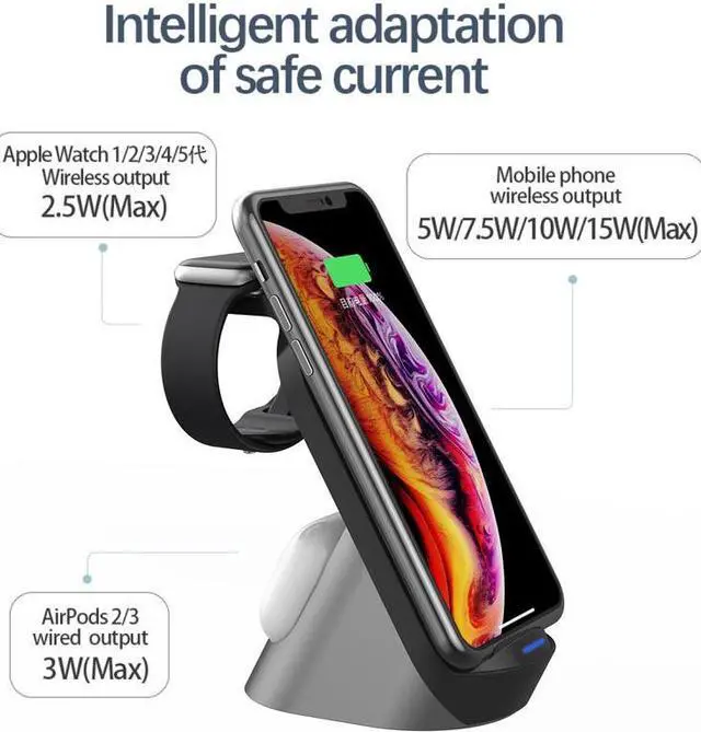 Alt view image 4 of 7 - 3-In-1 15W Fast Charging Dock Chargers Desktop Wireless Charger Stand For IPhone Airpods Iwatch Pro Accessories For Mobile Phone