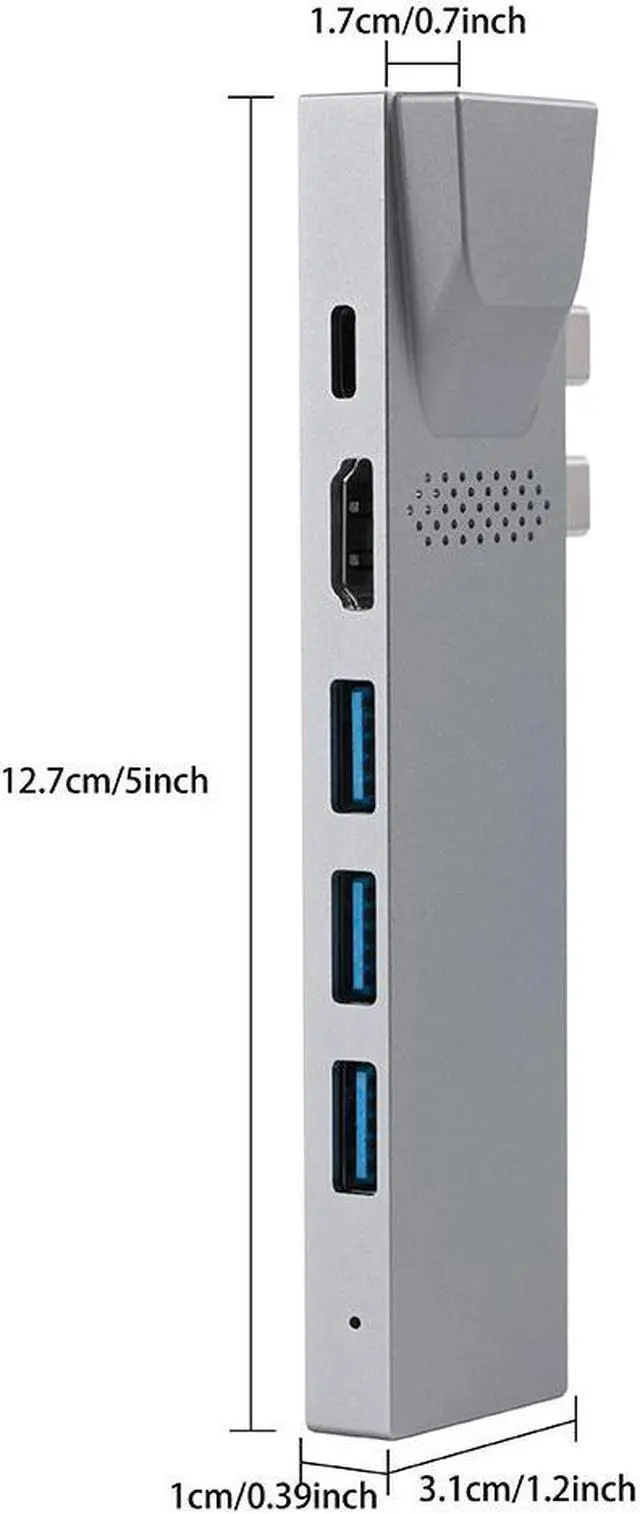 Alt view image 7 of 7 - 8 IN 1 Aluminium Type C HUB USB C Charging Adapter Thunderbolt Hub 3-ports usb3.0+SD/TF Card Reader+USB C Thunderbolt+HDMI+RJ45 Gigabit LAN for Macbook Pro 13",Macbook Pro 15",Macbook AIR(Dual Jack)