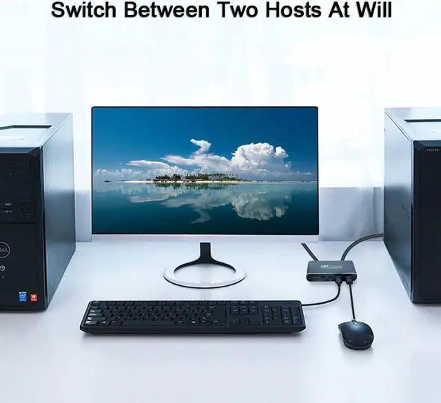 Alt view image 6 of 7 - 1Pcs 2X1 HDMI KVM Switch Monitor Swich UHD 4K@30Hz 2 In 1 Out Hotkey Switch with 2 Pcs 4.9ft KVM Cables Supports Mechanical and Multimedia Keyboard &Mouse USB 2.0 Devices