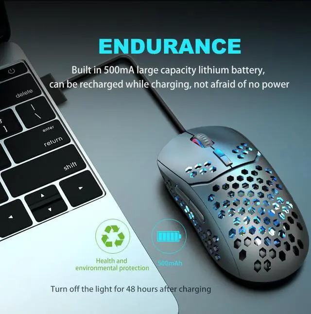 Alt view image 4 of 7 - Bluetooth 5.0+ 2.4Ghz Wireless Dual Mode Computer Gaming Mouse 2400 DPI Ergonomic Portable Optical Mice Rechargeable Wireless Mouse for PC/Laptop/ipad