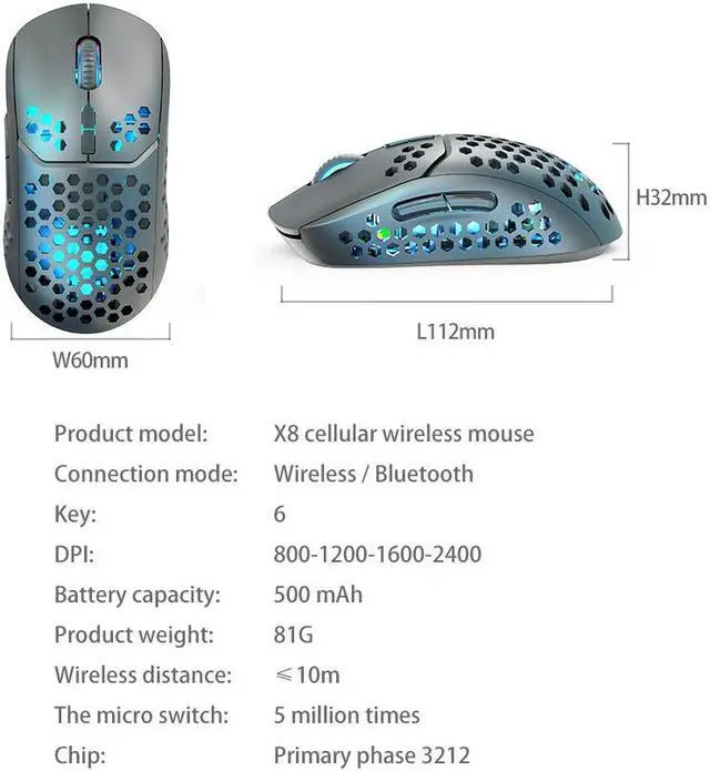 Alt view image 7 of 7 - Bluetooth 5.0+ 2.4Ghz Wireless Dual Mode Computer Gaming Mouse 2400 DPI Ergonomic Portable Optical Mice Rechargeable Wireless Mouse for PC/Laptop/ipad