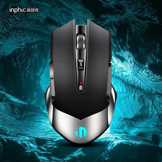 Alt view image 2 of 7 - 2.4Ghz Wireless Computer Gaming Mouse 1600 DPI 6 Key Ergonomic Portable Optical Mice Rechargeable Wireless Mouse for for PC/Laptop