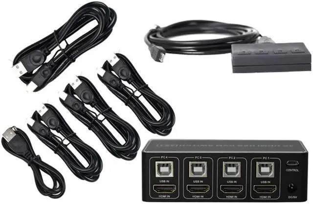 Alt view image 2 of 4 - 4 Port HDMI KVM Switch 4K@30HZ/1080P@60HZ USB HDMI KVM Switcher 4 in 1 Out USB HDMI for Mouse Keyboard Hub for PC Laptop Win7 Win10 MAC