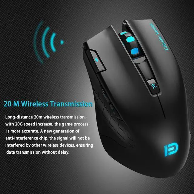 Alt view image 4 of 7 - 2.4GHz Wireless Computer Gaming Mouse 2400 DPI 7 Key Ergonomic Portable Optical Wireless Mice for PC/Laptop