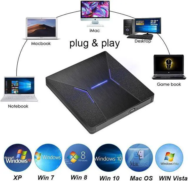 Alt view image 5 of 7 - Colorful Type C USB 3.0 External DVD/CD/VCD Burner RW Drive Player Optical Drive for Mac/PC/Apple Laptop/OS/Window eokCXOY