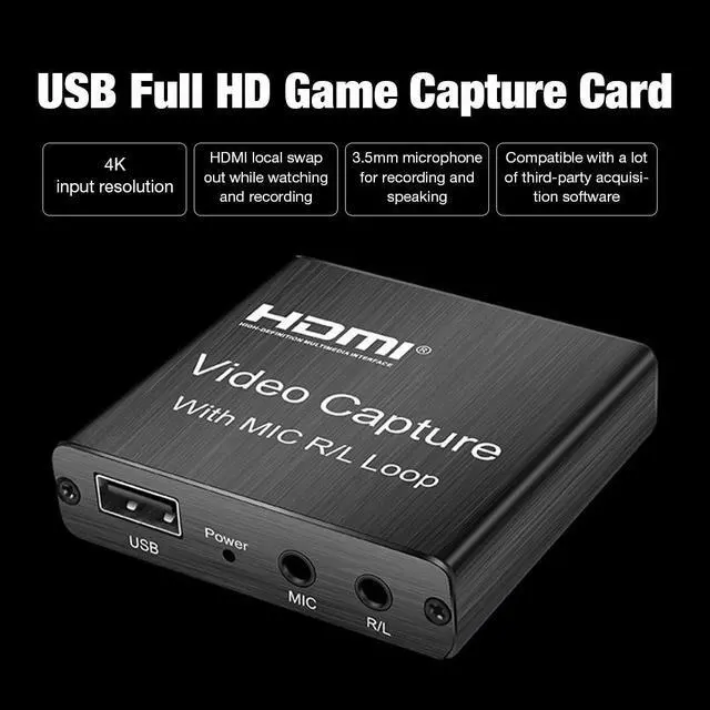 Alt view image 3 of 7 - 4K Video Capture Card with HDMI Loop 3.5mm R/L Stereo/MIC Output HD 1080P Broadcast Live, Game Capture Cards HDMI to USB , Record via DSLR, Camcorder, Camera, PS4, Xbox one, Wii U, Nintendo Switch