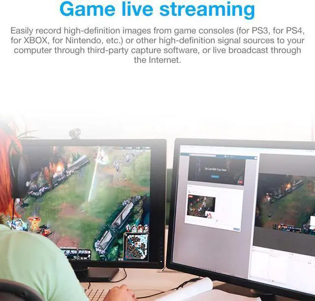 Alt view image 6 of 7 - 4K Video Capture Card with HDMI Loop 3.5mm R/L Stereo/MIC Output HD 1080P Broadcast Live, Game Capture Cards HDMI to USB , Record via DSLR, Camcorder, Camera, PS4, Xbox one, Wii U, Nintendo Switch