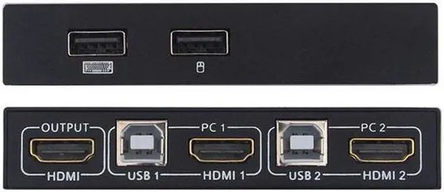 Alt view image 2 of 7 - HDMI KVM Switcher 4K@30Hz 2 In 1 Out KVM Switcher Keyboard Mouse USB Shared Display Synchronization Controller USB KVM Switch