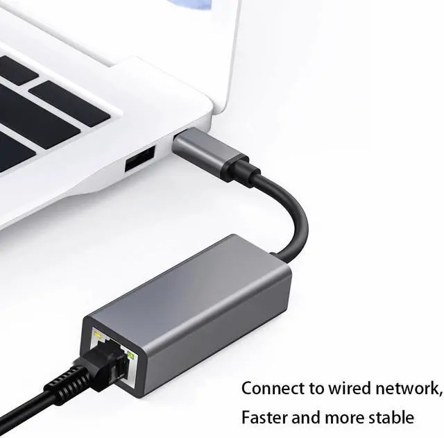 Alt view image 4 of 7 - Type C to Rj45 Converter Adapter Type-C to RJ45 Network Interface Gigabit/100M Drive-free Network Card (silver)