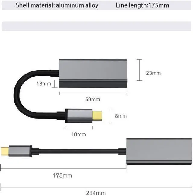 Alt view image 5 of 7 - Type C to Rj45 Converter Adapter Type-C to RJ45 Network Interface Gigabit/100M Drive-free Network Card (silver)