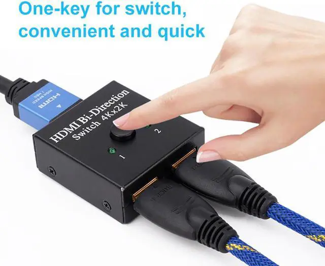 Alt view image 4 of 7 - 4K HDMI Bi-Directional Switch Splitter Converters Full HD 1080P HDMI Video Two-way 1x2/2x1 Switcher One Key 1 in 2 Out Amplifier Splitter Adapter