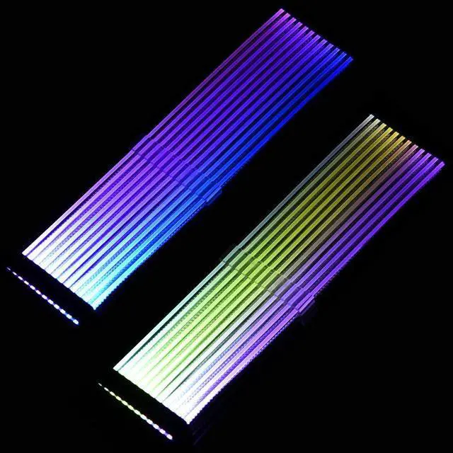 Alt view image 2 of 6 - 200mm/0.65ft 24Pin ARGB Motherboard Extension Cable Motherboard Synchronization Row Type Phantom Color Light-emitting #18AWG Cable Chassis Power Adapter Extension Cord(ARGB Version 5V)