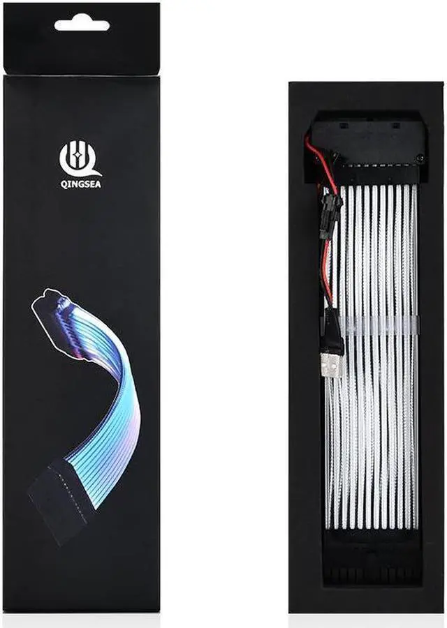 Alt view image 6 of 6 - 200mm/0.65ft 24Pin ARGB Motherboard Extension Cable Motherboard Synchronization Row Type Phantom Color Light-emitting #18AWG Cable Chassis Power Adapter Extension Cord(ARGB Version 5V)