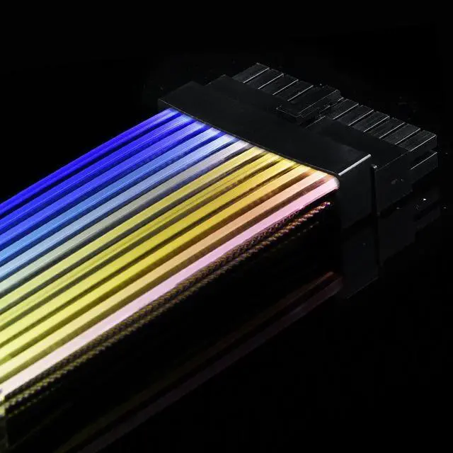 Alt view image 5 of 6 - 200mm/0.65ft 24Pin ARGB Motherboard Extension Cable Motherboard Synchronization Row Type Phantom Color Light-emitting #18AWG Cable Chassis Power Adapter Extension Cord(ARGB Version 5V)
