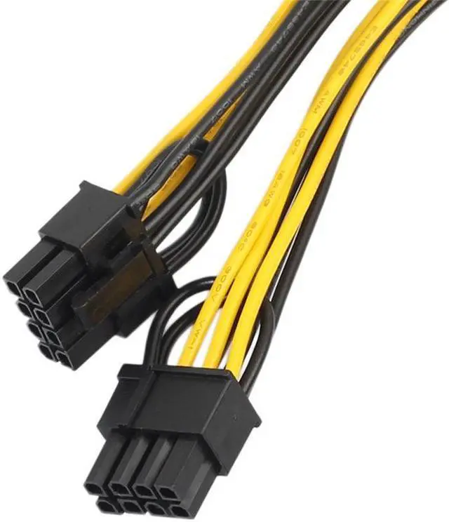 Alt view image 6 of 7 - PCI-E PCI Express 6Pin Female to Dual 8Pin ( 6+2Pin ) Male F/M Adapter GPU Video Card Power Cable 18AWG 20cm/7.87 Extension Cord