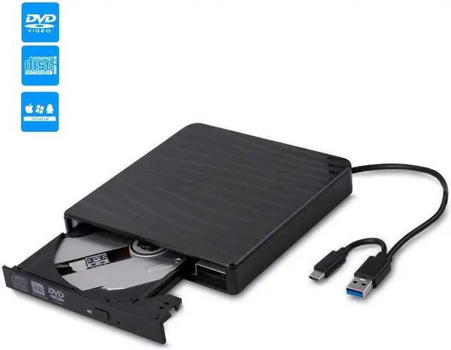 Alt view image 2 of 6 - 2021 New USB 3.0+Type C External DVD Burner Pop-up External CD Driver for 8cm 12cm CD, DVD, VCD Disc Desktop PC Laptop