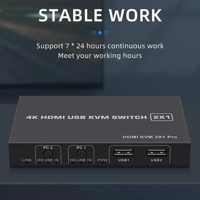 Alt view image 5 of 6 - 2 Ports HDMI KVM Switch USB HDMI KVM Switcher 4Kx2K@30Hz HDMI 1.4 for 2 Computer host sharing Monitor Mouse Keyboard Hub USB Device for PC Laptop Win7 Win10 MAC