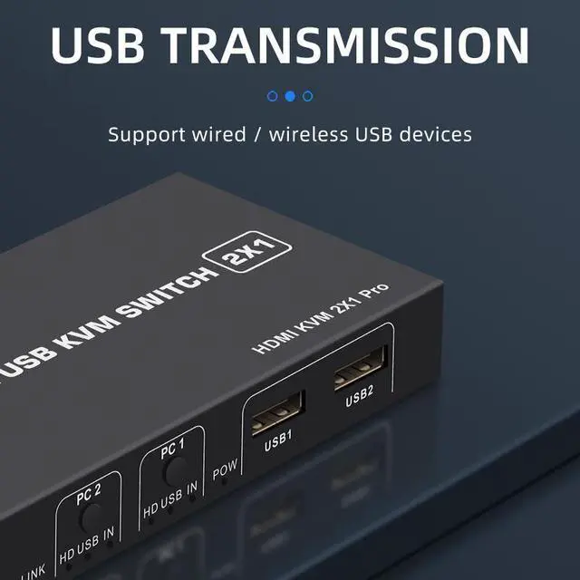 Alt view image 6 of 6 - 2 Ports HDMI KVM Switch USB HDMI KVM Switcher 4Kx2K@30Hz HDMI 1.4 for 2 Computer host sharing Monitor Mouse Keyboard Hub USB Device for PC Laptop Win7 Win10 MAC