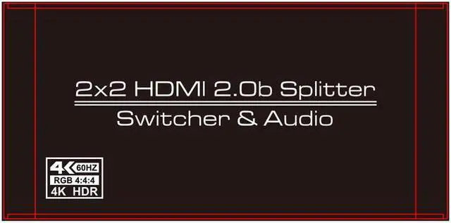 Alt view image 5 of 7 - 2 In 2 Out 4k@60Hz HDMI-compatible 2.0 Switch Splitter 2*2 Matrix 3D HDCP2.2 HDR HDMI-compatible Switcher with IR Remote Control 3.5mm Headphone & SPDIF Audio Output