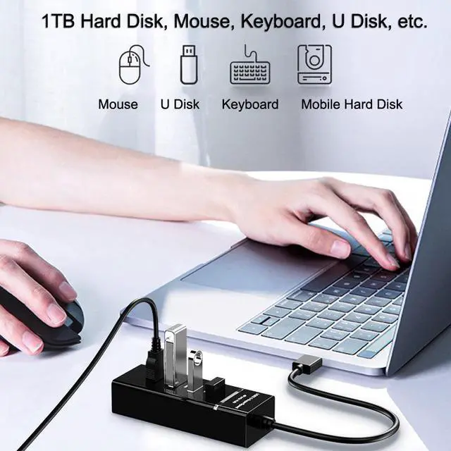 Alt view image 5 of 7 - 4 Ports USB 3.0 Hub High Speed 4-Port Hub 1*4 Splitter Hub USB 3.0 Multi-Interface Hub For Desktop PC Laptop