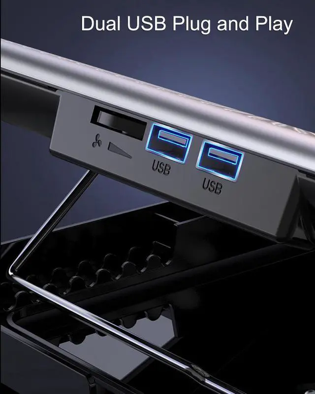 Alt view image 4 of 7 - Gaming Laptop Cooler Silent Big Fan Aluminum Laptop Cooling Pad 2 USB Port Adjustable Speed and Height Notebook Stand Cooler for 12-17 Inch Notebook PC
