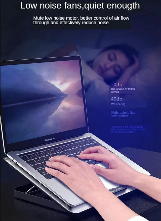 Alt view image 6 of 7 - Gaming Laptop Cooler Silent Big Fan Aluminum Laptop Cooling Pad 2 USB Port Adjustable Speed and Height Notebook Stand Cooler for 12-17 Inch Notebook PC