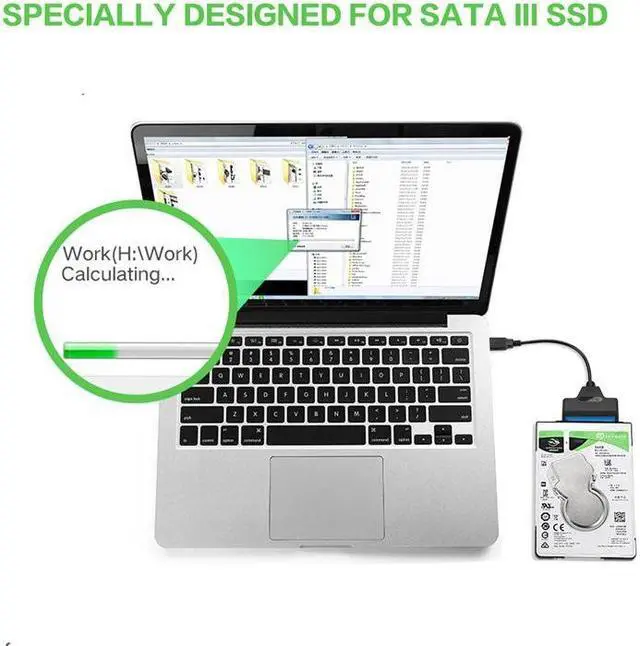 Alt view image 4 of 7 - SATA 3 to Type-C Adapter UP To 6 Gbps Support 2.5Inch External SSD HDD Hard Drive 22 Pin Sata III Cable Converter